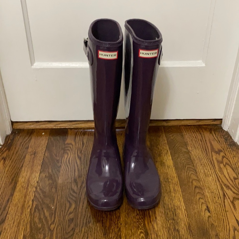 Tall Gloss Purple Hunter Rain boots size 9